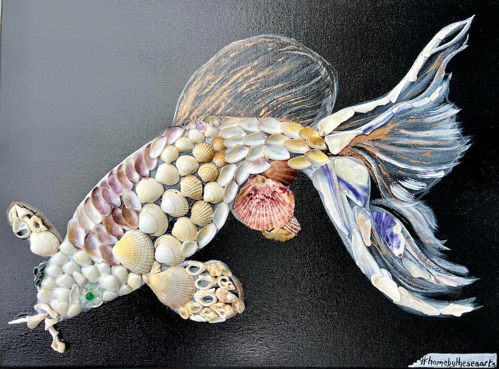 Koi Carp on black